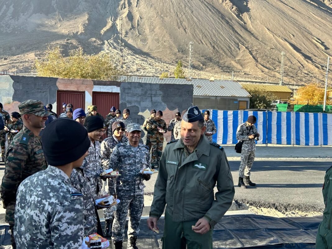 Air Marshal Pankaj Mohan Sinha meets Air Warriors in Leh