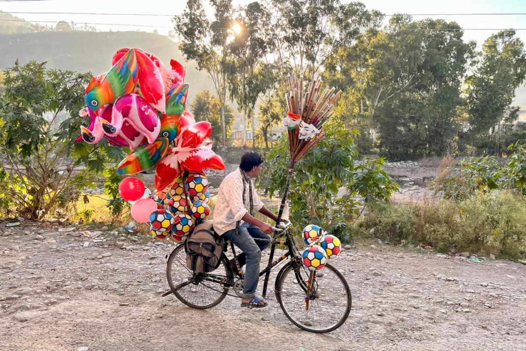 A Man selling balloons in Mendhar area of Poonch on Thursday October 31, 2024