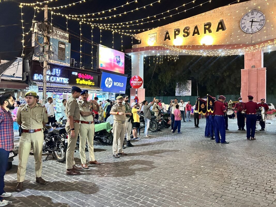 Deepavali Celebrations: Police Band Performances amid Police March in Gole Market, Gandhi Nagar