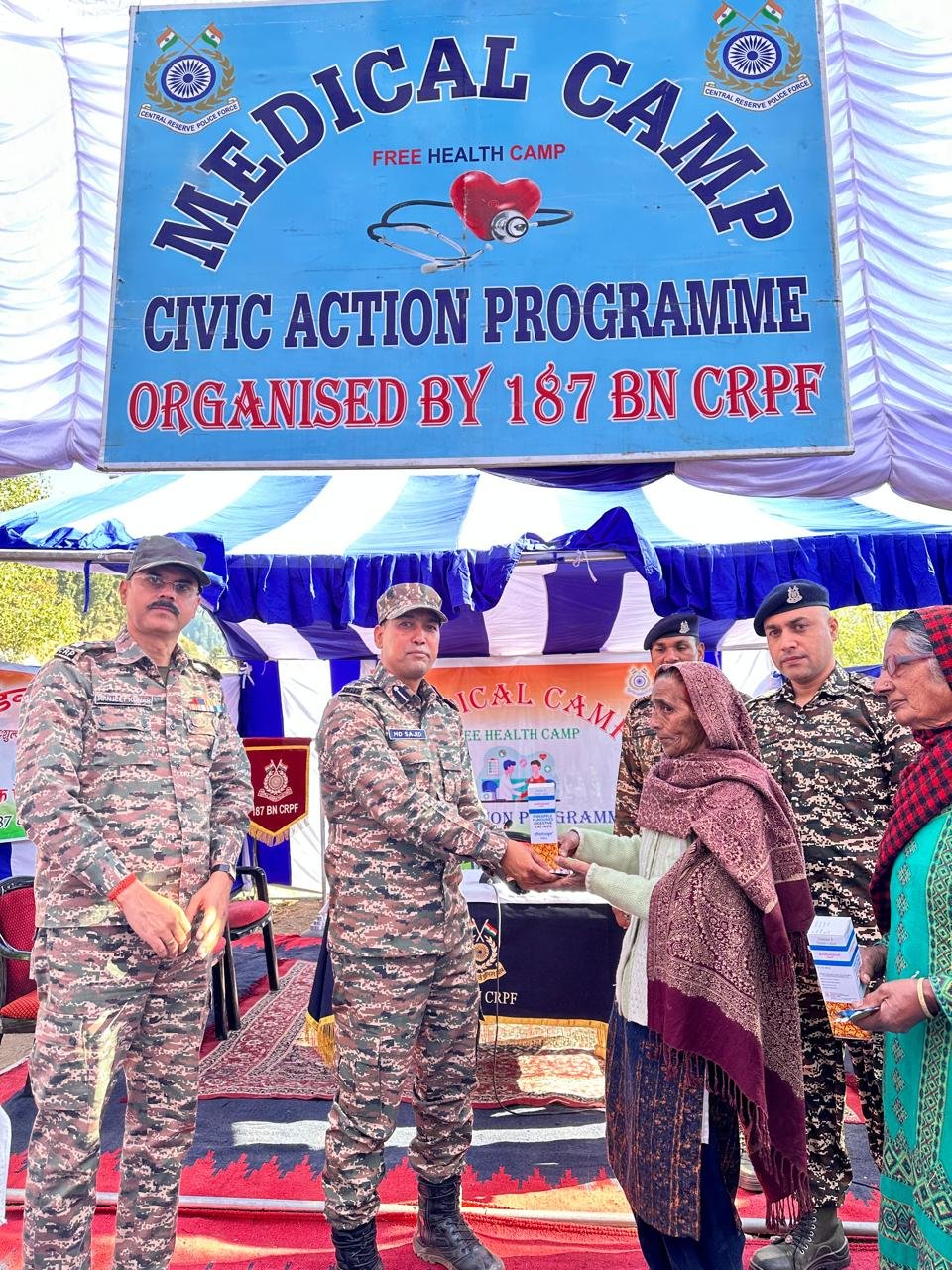 Free Medical Camp Organized by 187 Battalion in udhampur rural