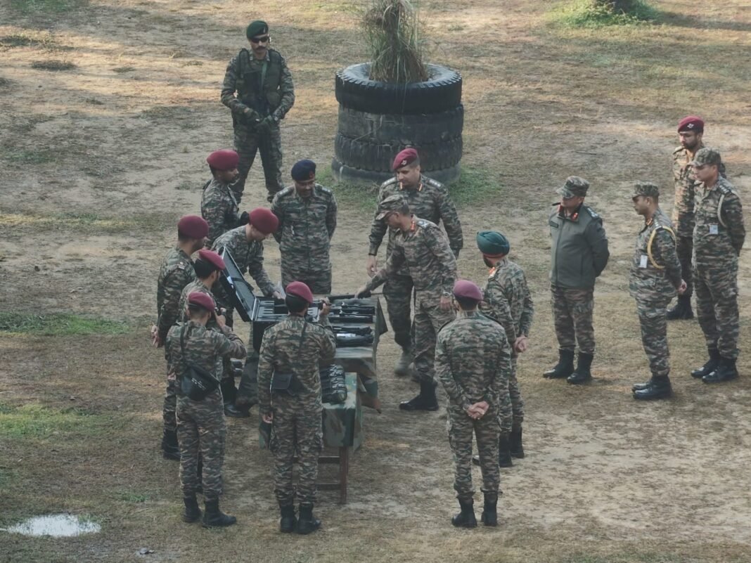 Army Commander Reviews Firing of Indigenous ASMI Machine Pistol