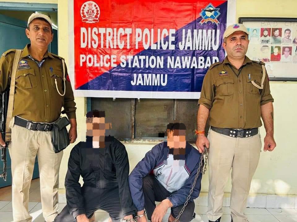 Firing case solved,02 notorious criminals arrested, Pistol/Heroin recovered by Police Station Nowabad, Jammu.