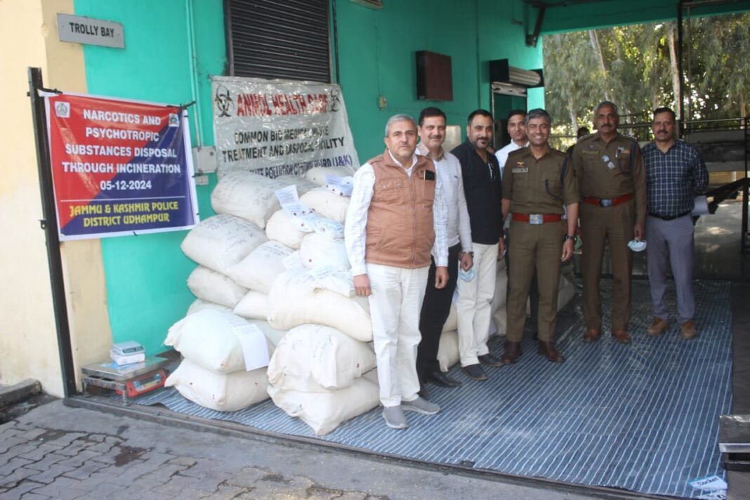 Udhampur Police destroys 2000 kgs of drugs seized in 37 different cases
