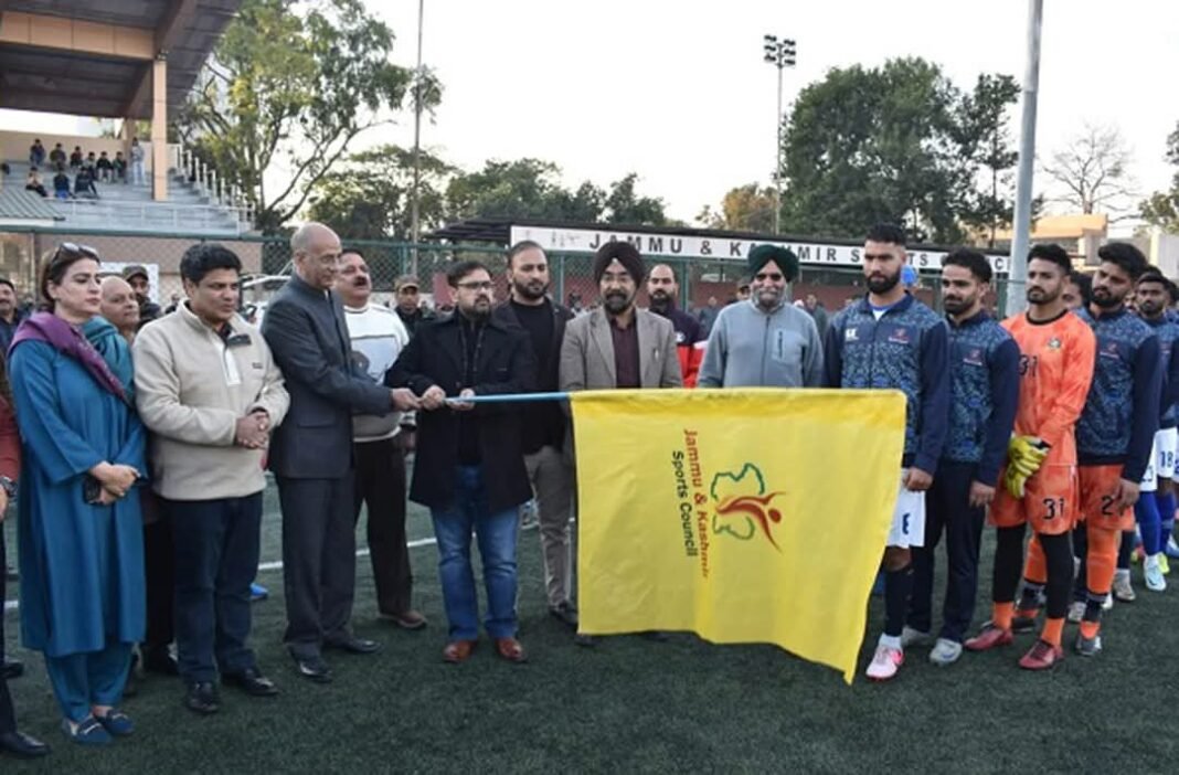 Sports Minister, Advisor to CM flag off J&K Senior Football team for Santosh Trophy