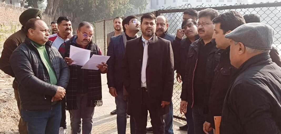 MLA Randhawa, Commissioner JMC inspect progress of work on development of water bodies in Jammu South
