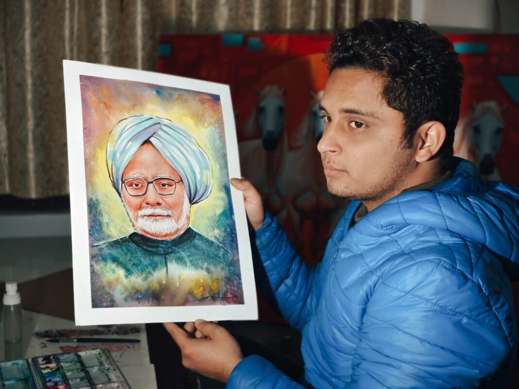 Young Artist’s Watercolor Tribute Honors Legacy of Dr. Manmohan Singh Following Former PM’s Passing at 92