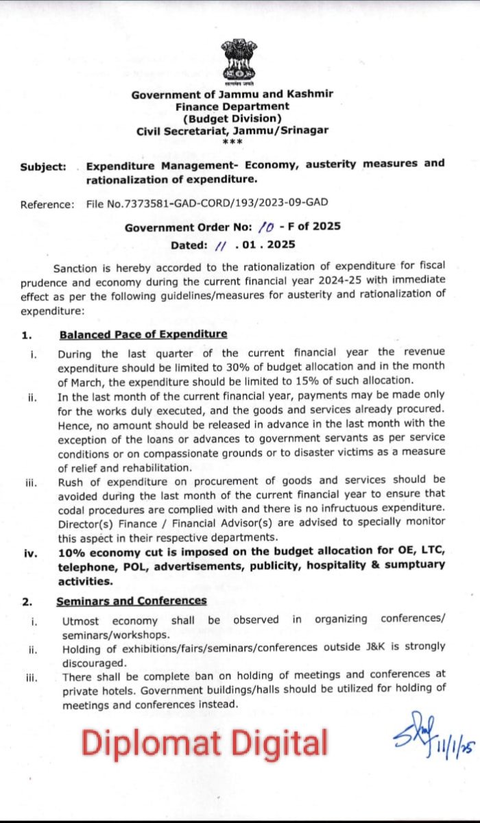 Expenditure management: economy, austerity measures and rationalization of expenditure