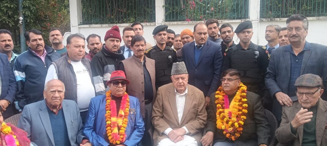 Retired Commandent BSF,Dr Karnail Singh joins NC in presence of Farooq Abdullah