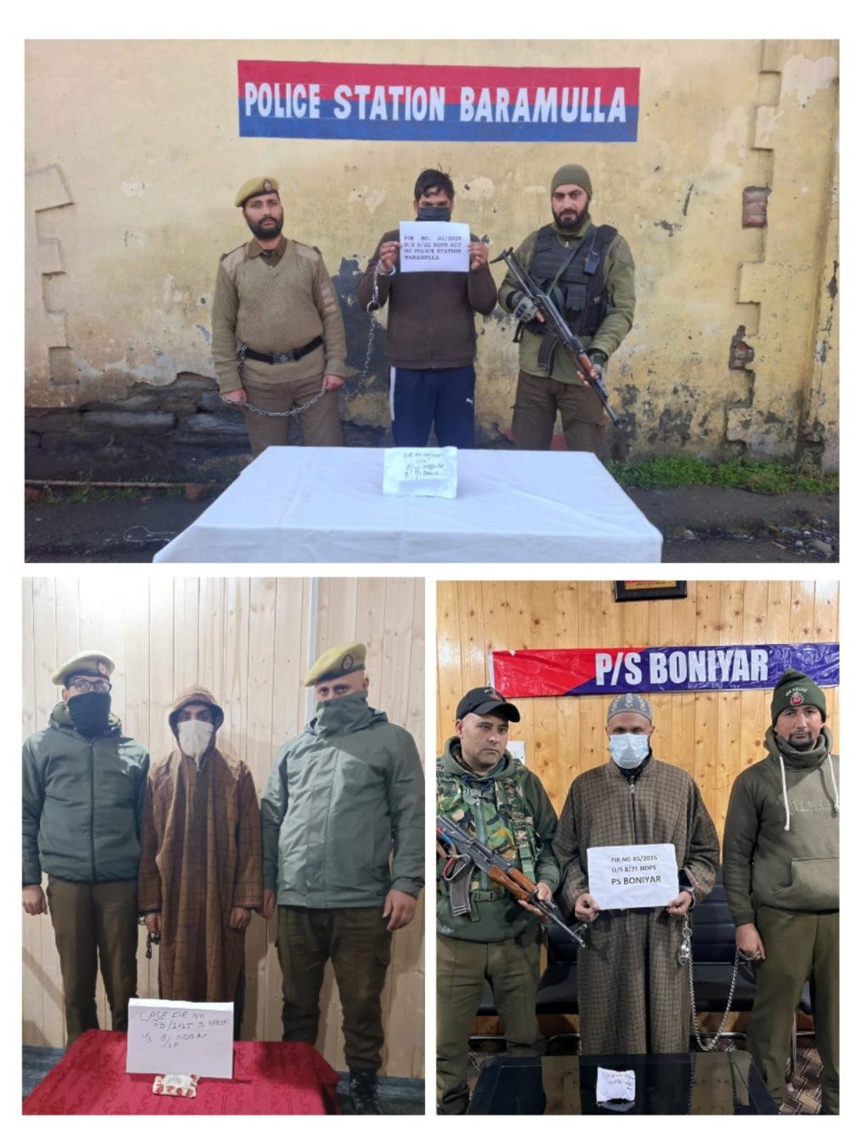 Police crack down on drug peddling in Baramulla: three arrested, narcotics seized