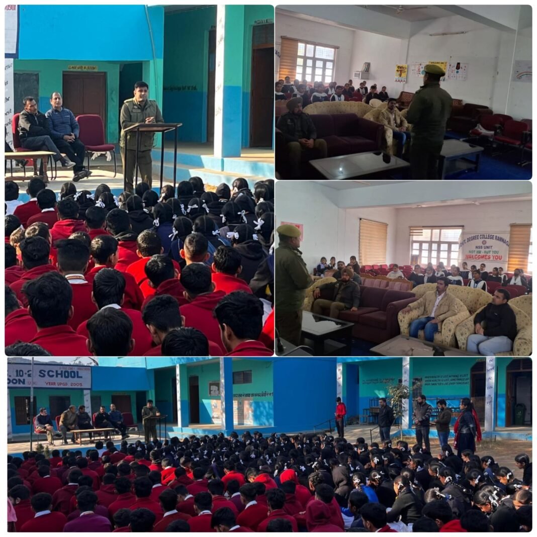 Awareness Programme on New Criminal Laws at GDC Ramnagar, HSS Khoon, Chenani, and Kud by Udhampur Police