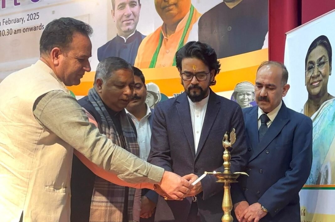 Anurag Thakur addresses ‘Budget Pe Charcha’ organized by Mookerjee Samriti Nyas