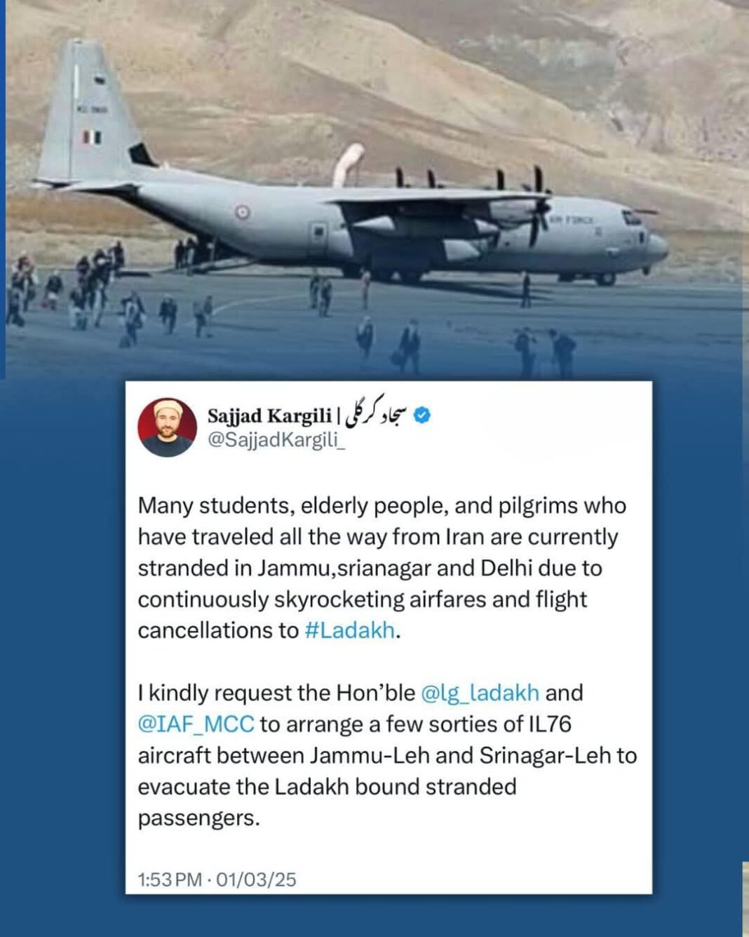Stranded Ladakh-Bound Passengers Appeal for Air Force Evacuation