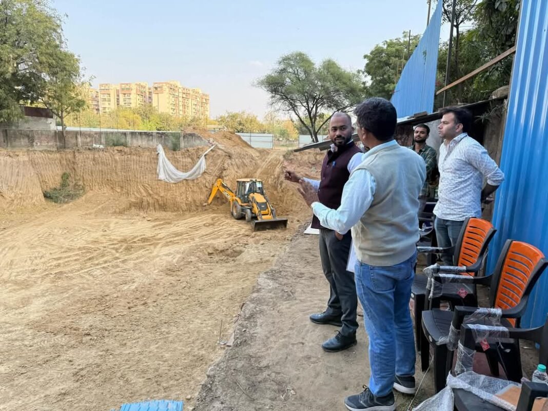 Santosh Sukhdeve reviews construction site of ongoing LAHDC Leh Bhavan in Dwarka