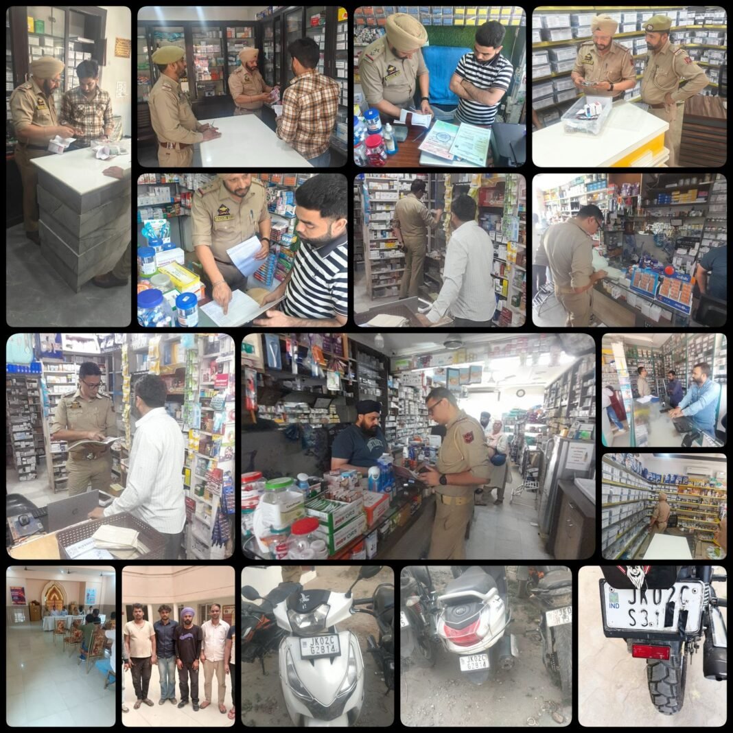 Jammu South Zone in Action with Inspections of Medical Shops, Durg Awareness programme, Preventive Measures, and Traffic Enforcement