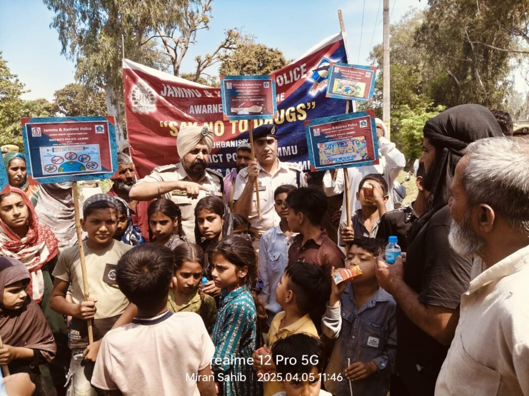 Jammu Police organizes grand anti-drug rally from Sikenderpur Kothey Bishnah to Miralia Miran Sahib