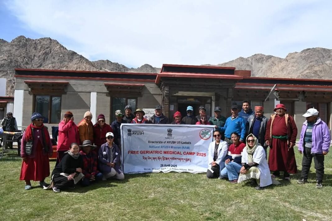 National Ayush Mission organises Free Geriatric Medical Camp at TCV Old Age Home, Choglamsar and Helpage India, Leh Elders Village, Shey