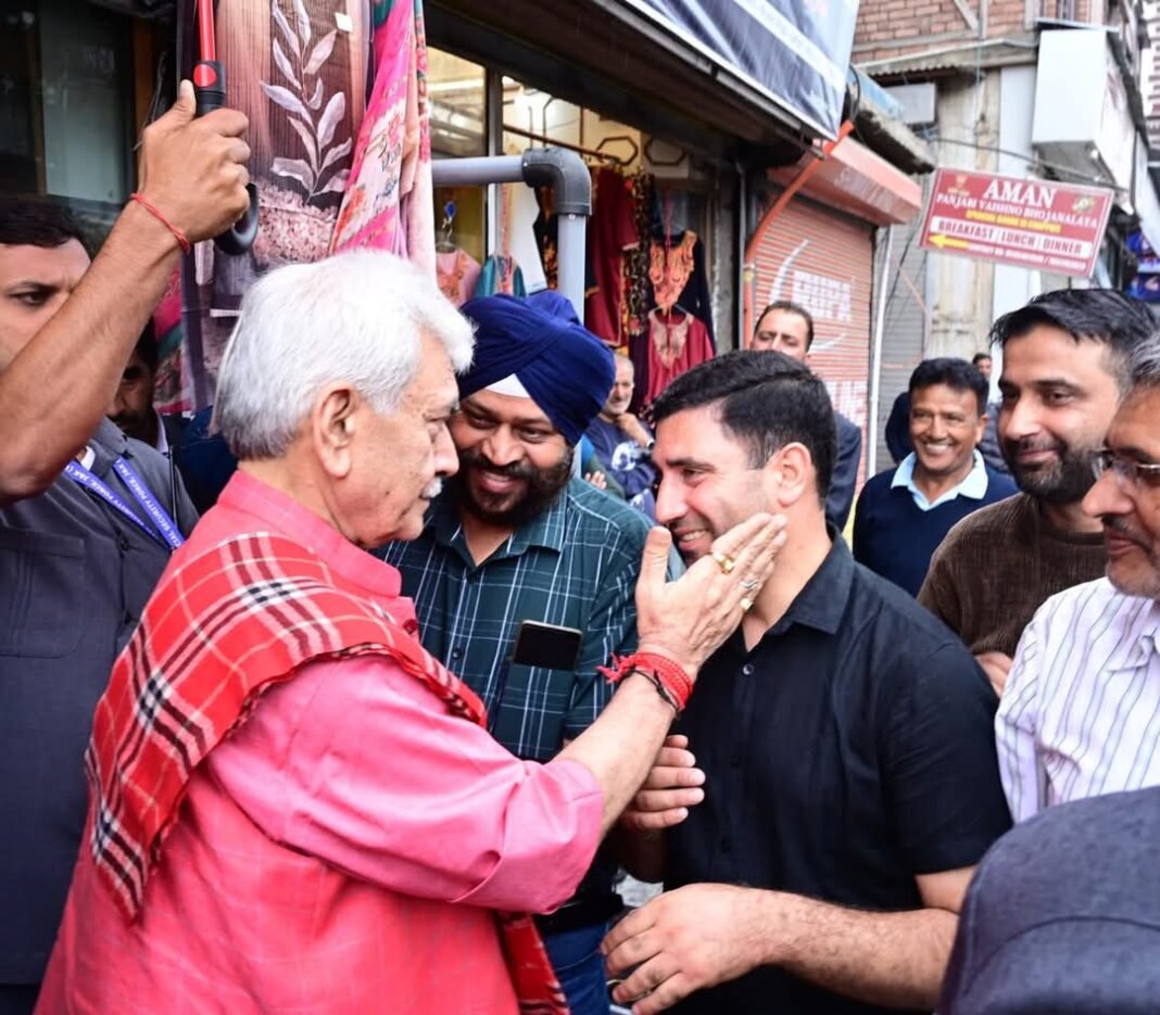 LG Manoj Sinha Pays Tribute at Balidan Stambh at Lal Chowk After Visiting Kheer Bhawani Mela