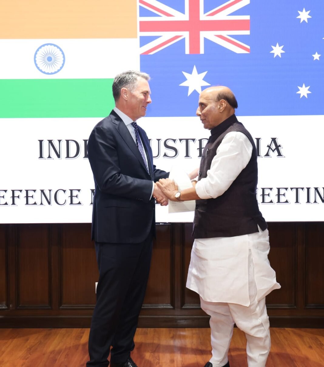 Raksha Mantri holds bilateral meeting with Australian Deputy PM & Defence Minister in New Delhi