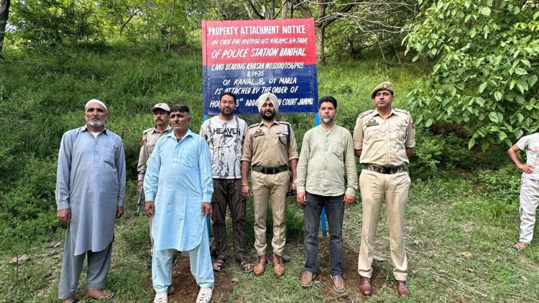 Ramban Police Attach Property of Absconding terrorist in Banihal