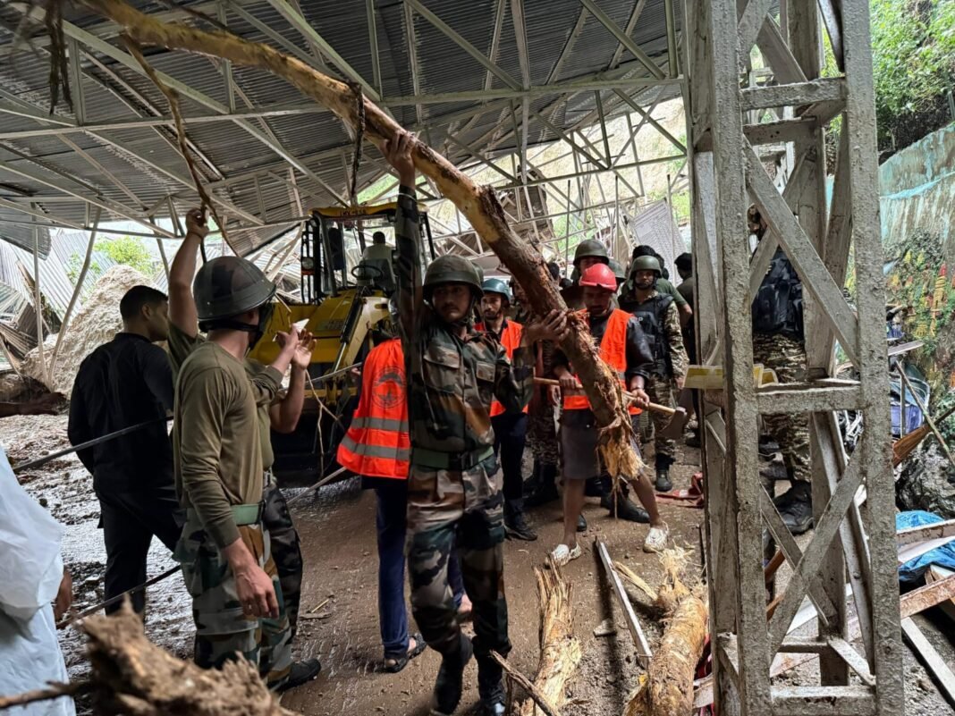 Indian Army soldiers join relief and rescue operations in Katra, following landslides that left three pilgrims injured.