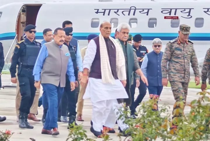 Union Defence Minister Rajnath Singh lands in Jammu