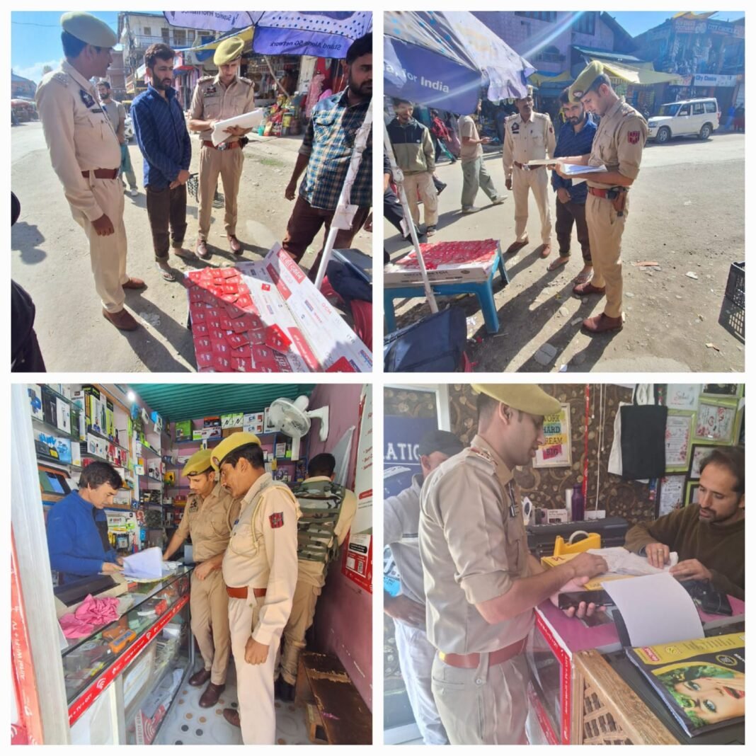 Handwara Police Conducts SIM Vendor Checking Drive in Main Town Handwara