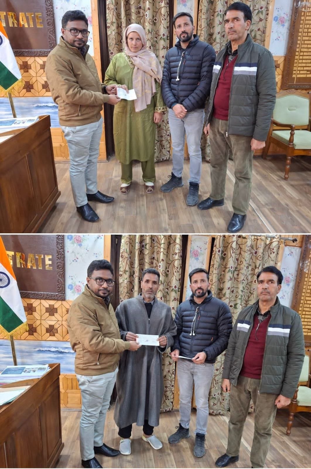 DC Kupwara hands over Cheques to Families of Road Accident victims