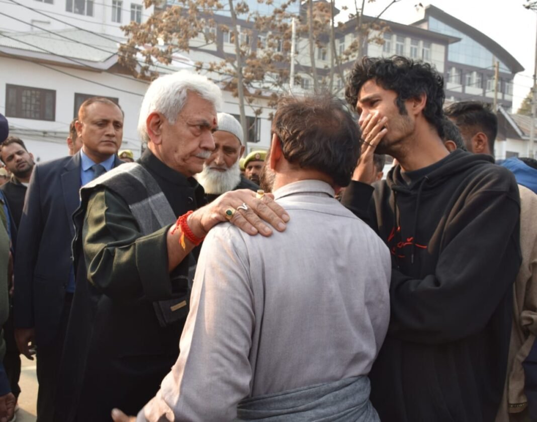 Nowgam Police Station Explosion: LG Manoj Sinha offers tributes to police personnel, revenue Officials & civilian who lost their lives