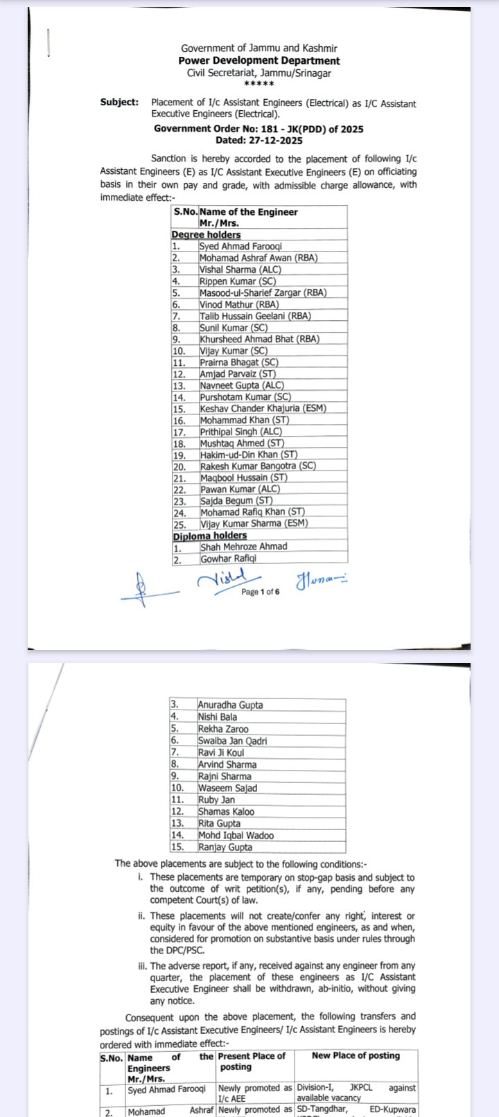 Govt of Jammu and Kashmir, Power development department