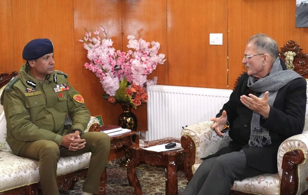 DGP Ladakh Mukesh calls on LG Kavinder Gupta in Leh