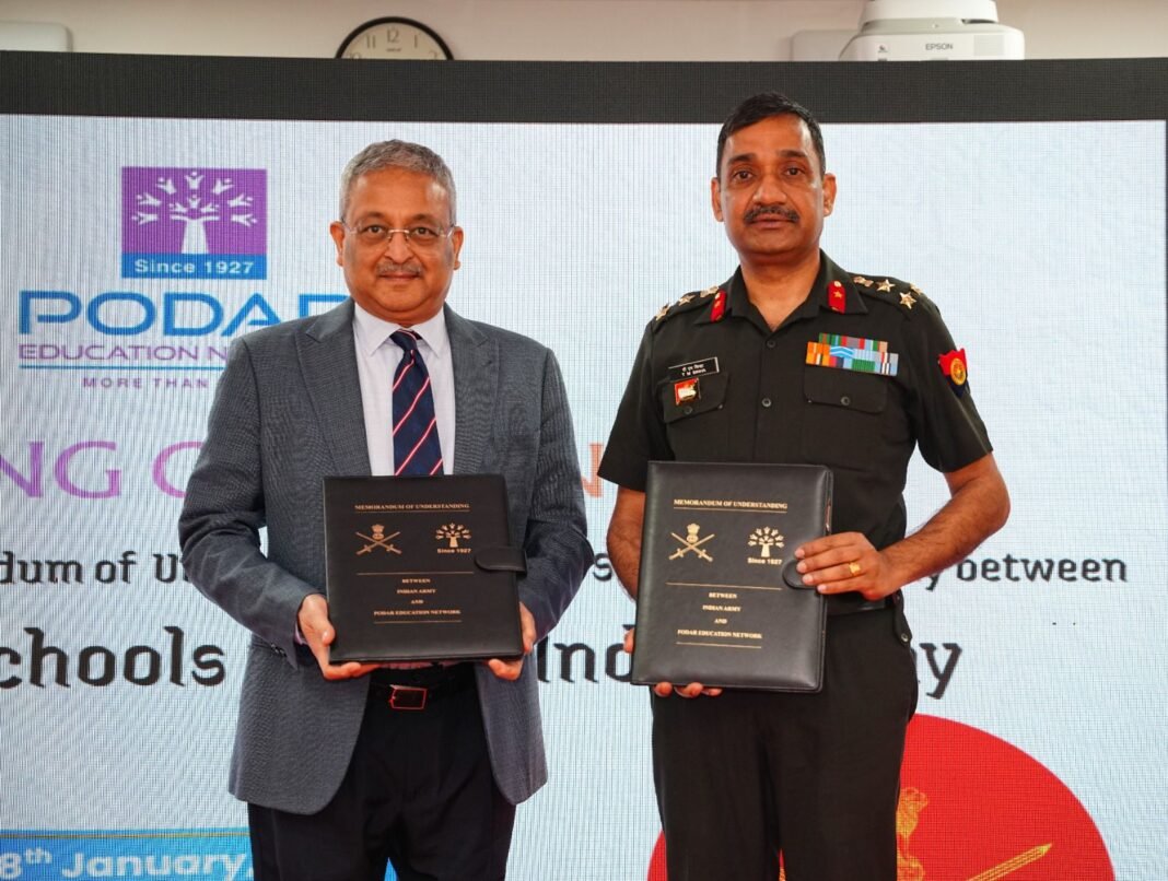 Indian Army Signs MOU with Podar Education Network to Support Wards of Soldiers