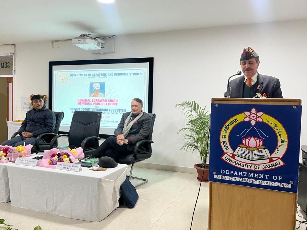 JU organizes General Zorawar Singh Memorial Public Lecture on “China’s Cognitive Warfare Ecosystem: Implications and Response by India”
